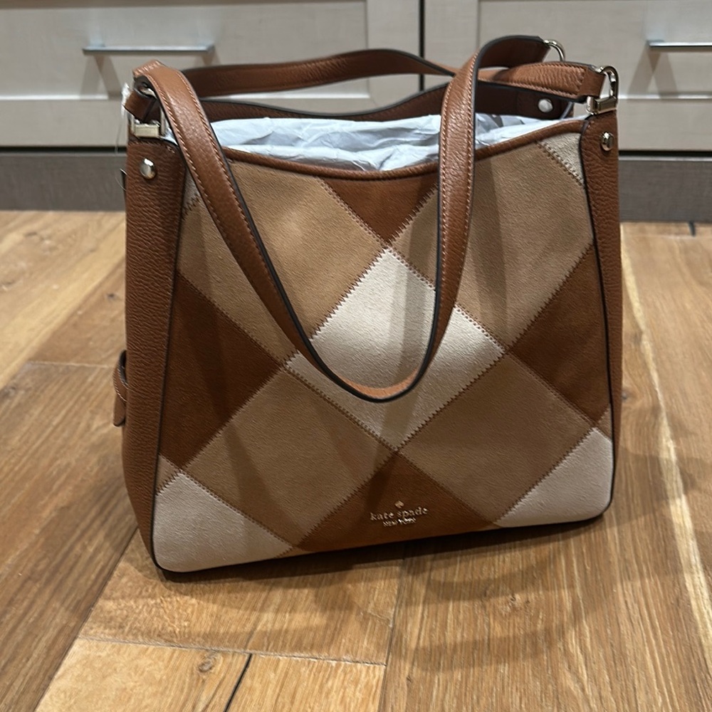 Kate Spade Brown and Tan Geometric Tote Bag